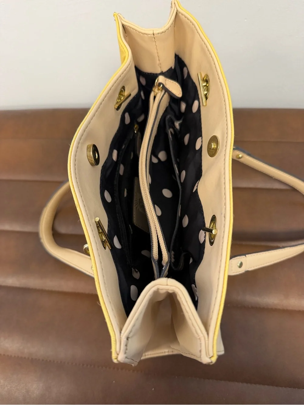 Anne Klein Yellow and Beige Chain-Handle Tote